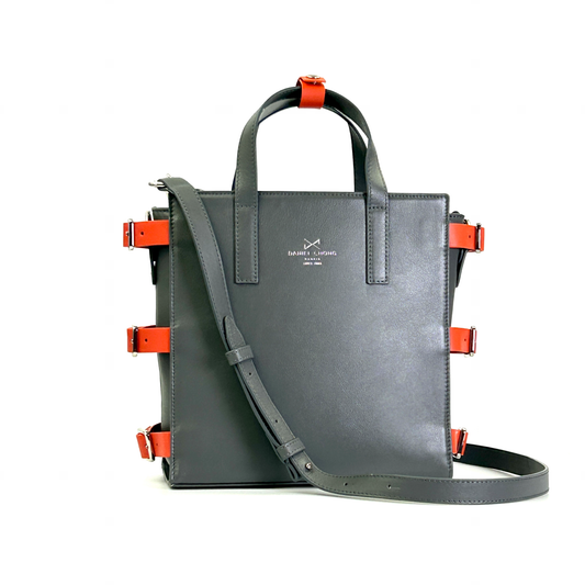 Basket Bag Gris Oscuro/Naranjo