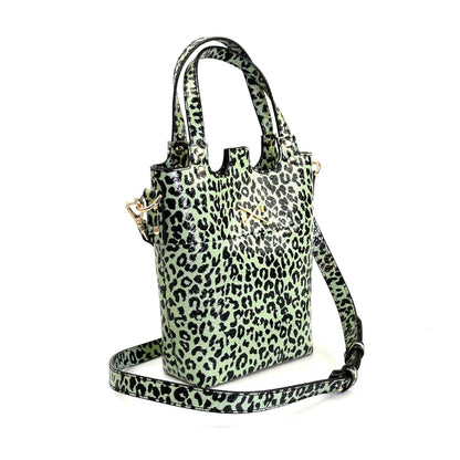 Little T-Shirt Bag Animal Print Charol Verde